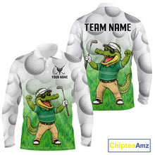 Load image into Gallery viewer, Funny alligator golfer mens golf polo shirt golf apparel