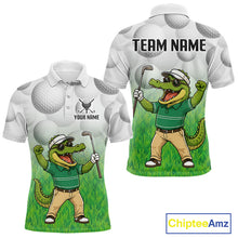 Load image into Gallery viewer, Funny alligator golfer mens golf polo shirt golf apparel