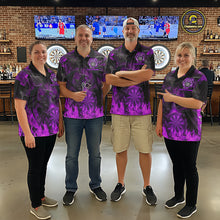 Load image into Gallery viewer, Fire Flames Darts Dragon Purple Dart Polo Shirts For Women  Personalized Team Dart Jerseys NYN2105