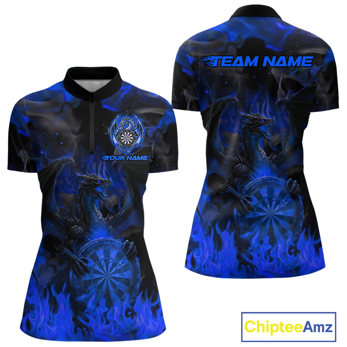 Fire Flames Darts Dragon Purple Dart 1/4-Zip Shirts For Women Personalized Team Dart Jerseys NYN2106