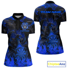 Load image into Gallery viewer, Fire Flames Darts Dragon Purple Dart 1/4-Zip Shirts For Women Personalized Team Dart Jerseys NYN2106
