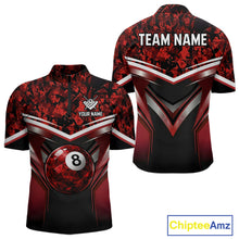 Load image into Gallery viewer, Black &amp; Red Geometric 8 Ball Pool Polo &amp; 1/4-Zip Shirt For Men Custom Pool Billiard Team Jerseys NYN2980