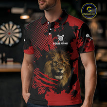 Load image into Gallery viewer, Grunge Lion Dartboard Custom Polo Shirt For Men - Darts Team Jersey NYN0707