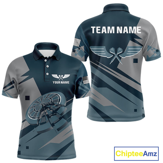 Blue Cracked Dartboard Custom Darts Polo Shirt For Men - Darts Team Jersey NYN0725