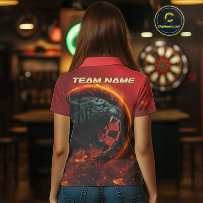 Panther Flaming Dartboard Custom Darts Polo Shirt For Women - Darts Team Jersey NYN0727