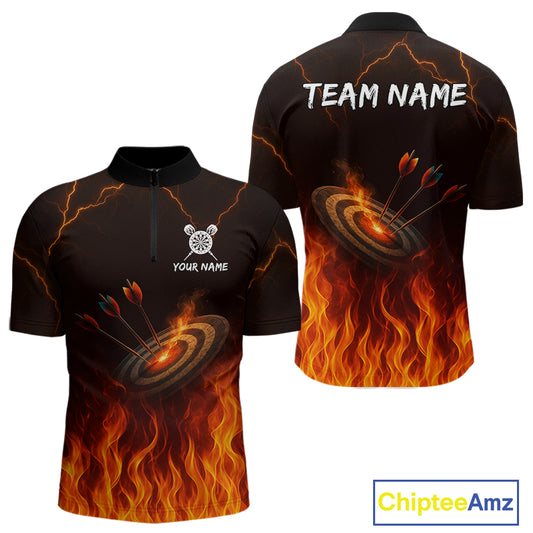 Flaming Darts & Arrow Custom Darts Quarter-Zip Shirt For Men - Darts Team Jersey NYN0732