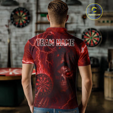 Load image into Gallery viewer, Personalized Red Flames Skull Dartboard Darts Jersey Custom Men's Skull Darts Polo Shirt NYN1030