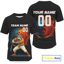 Load image into Gallery viewer, Custom Men Funny Baseball Jersey Personalized Wolf Plays Flame Baseball , Baseball Shirts NYN1039