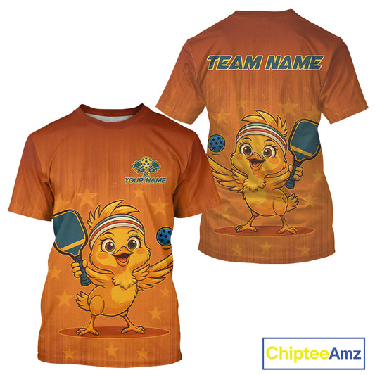 Custom Chicken Orange And Blue Funny Pickleball T-Shirt For Men Outfits Pickleball Jersey NYN1375