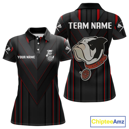 Personalized Bulldog With Darts Necklace Women's Darts Shirt - Custom Name For Players NYN0522