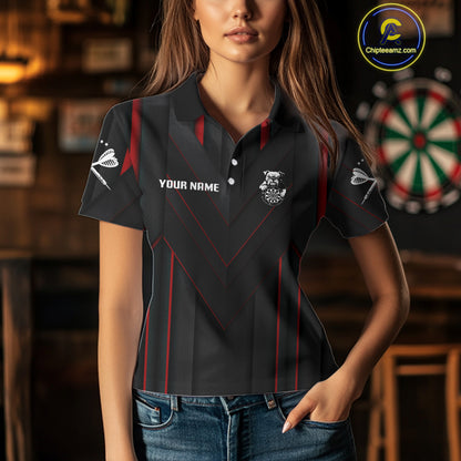 Personalized Bulldog With Darts Necklace Women's Darts Shirt - Custom Name For Players NYN0522