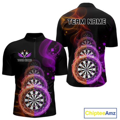 Custom Orange & Purple Lightning Dartboards Dart Shirt For Men, Colorful Dart Jersey NYN1043