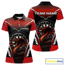Load image into Gallery viewer, Maroon Cobra &amp; Dartboard Women's Darts Polo Shirt - Custom Name For Darts Jersey NYN0752