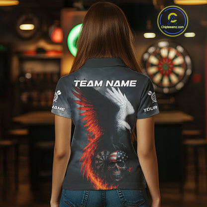 Custom Patriotic Dart Shirt For Women Personalized Skull Red Eagle Dart Team Jerseys NYN1060