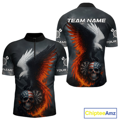 Custom Patriotic Dart Shirt For Men Personalized Skull Red Eagle Dart Team Jerseys NYN1060