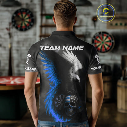 Custom Patriotic Dart Shirt For Men Personalized Skull Blue Eagle Dart Team Jerseys NYN1062