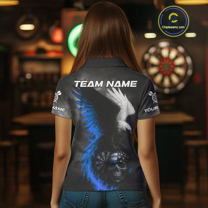 Custom Patriotic Dart Shirt For Women Personalized Skull Blue Eagle Dart Team Jerseys NYN1062