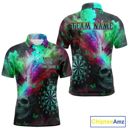 Custom Colorful Smoke Skull Dartboard Men Dart Shirt Outfits Butterflies Dart Jerseys NYN1064