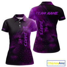 Load image into Gallery viewer, Custom Black- Purple Horror Lion Dartboard Dart Polo Shirt For Women Grunge Dart Jerseys NYN1414