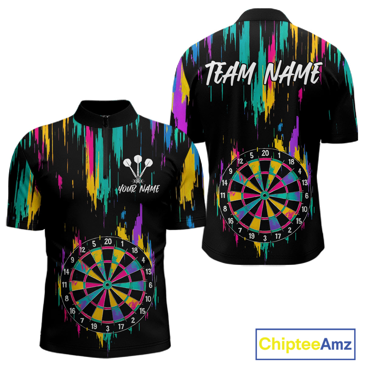 Custom Colorful Grunge Dartboard Darts Jerseys For Men, Darts Team Shirt Personalized NYN1093