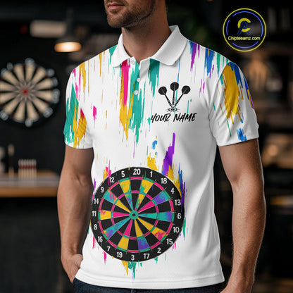 Custom Colorful Grunge Dartboard Darts Jerseys For Men, Darts Team Shirt Personalized NYN1094