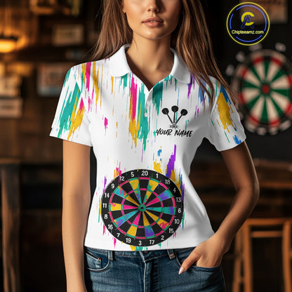 Custom Colorful Grunge Dartboard Darts Jerseys For Women, Darts Team Shirt Personalized NYN1094