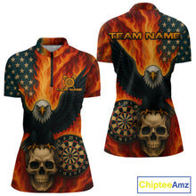 Load image into Gallery viewer, Custom Patriotic Darts Shirt For Women Flames Eagle US Flag Dart Jerseys, Darts Team NYN1127