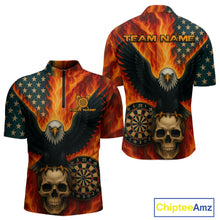 Load image into Gallery viewer, Custom Patriotic Darts Shirt For Men Flames Eagle US Flag Dart Jerseys, Darts Team NYN1127