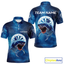 Load image into Gallery viewer, Personalized Fishing Shark &amp; Dartboard Custom Dart Polo Shirts For Men, Dart Jerseys NYN0789