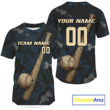 Load image into Gallery viewer, Men's Camouflage Baseball Jersey Custom Blue Camo Baseball, Youth Baseball Jerseys NYN1148