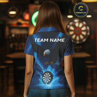 Custom Darts Shirt For Women Blue Icy Eagle Dartboard Dart Jerseys, Dart Team Shirts NYN1149