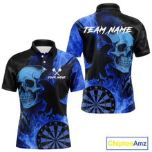 Load image into Gallery viewer, Darts Shirt For Men Personalized Flame Eagle Dartboard Dart Team Jerseys | Blue NYN1156