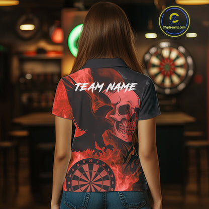 Darts Shirt For Women Personalized Flame Eagle Dartboard Dart Team Jerseys | Red NYN1157