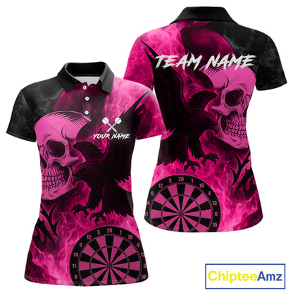 Darts Shirt For Women Personalized Flame Eagle Dartboard Dart Team Jerseys | Pink NYN1158