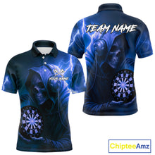 Load image into Gallery viewer, Custom Funny Skull Darts Shirt For Men Personalized Blue Dartboard Dart Team Jerseys NYN1160