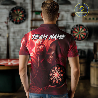Custom Funny Skull Darts Shirt For Men Personalized Red Dartboard Dart Team Jerseys NYN1161