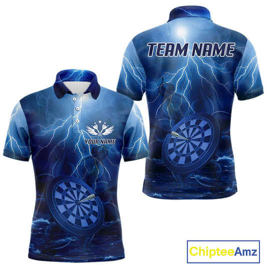 Thunder Dartboard In The Ocean Blue Darts Shirt For Men - Custom Name & Team Jersey NYN0614