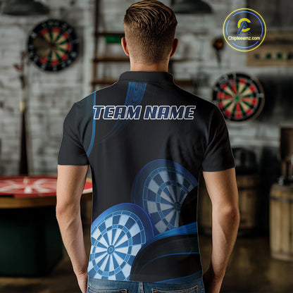 Three Blue-Dartboard 3D Tribal Darts Shirt For Men - Custom Name & Team Jersey NYN0622