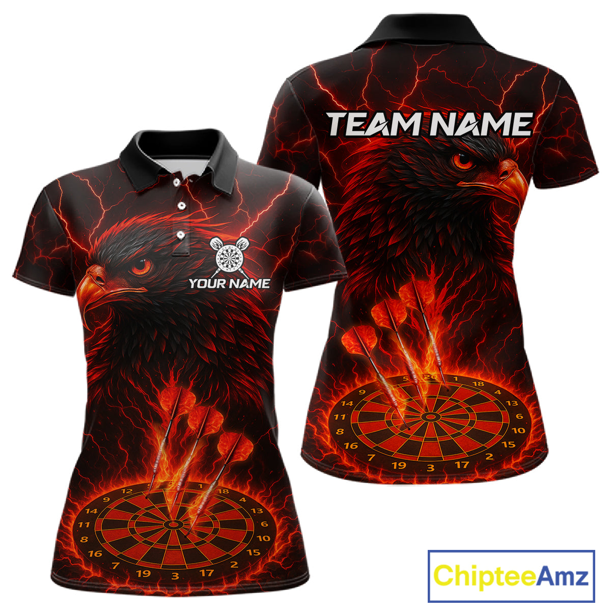 Personalized Lightning Eagle Dart Shirt Custom Red Dartboard Dart Jerseys For Women NYN1222
