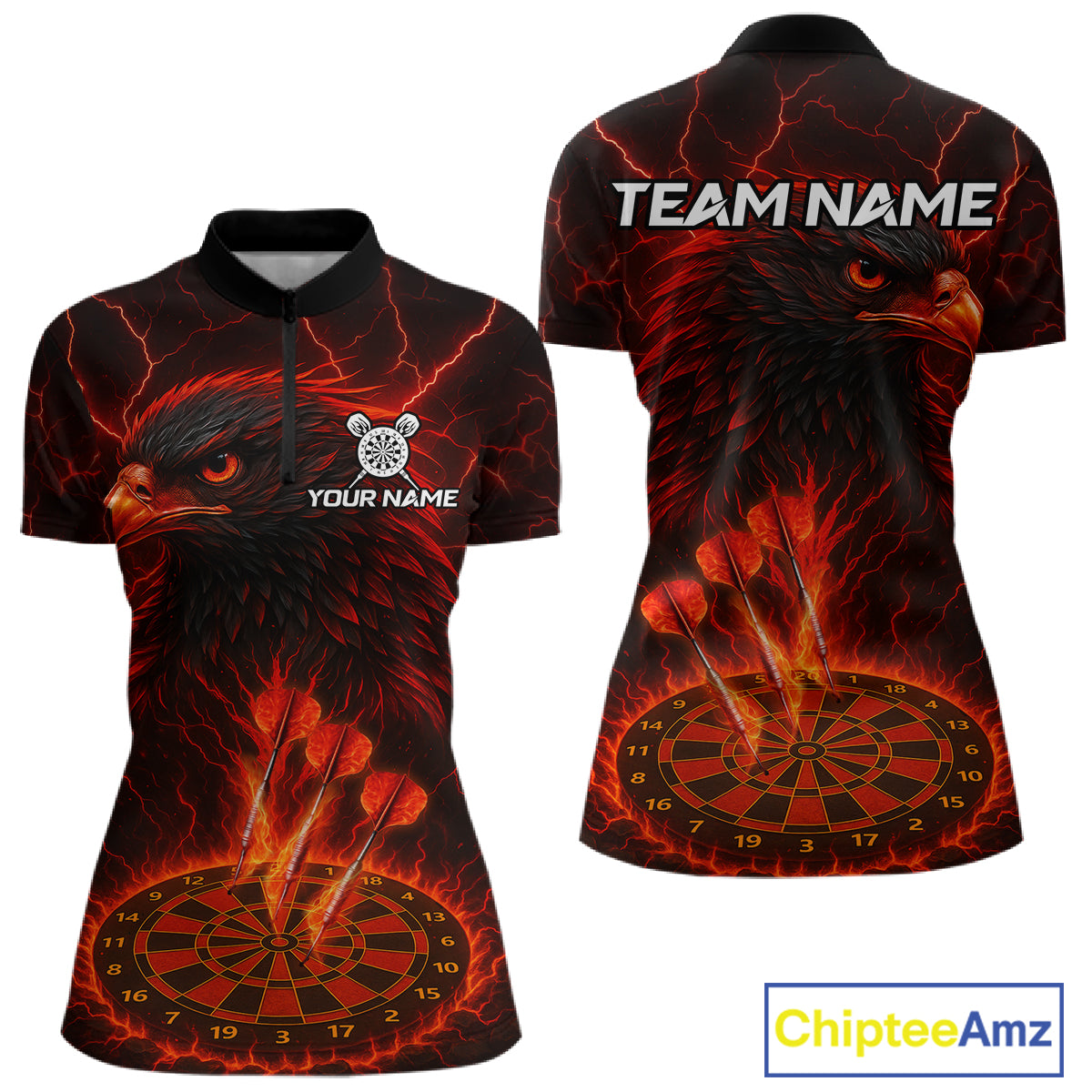 Personalized Lightning Eagle Dart Shirt Custom Red Dartboard Dart Jerseys For Women NYN1222