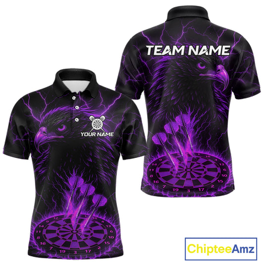 Personalized Lightning Eagle Dart Shirt Custom Purple Dartboard Dart Jerseys For Men NYN1223