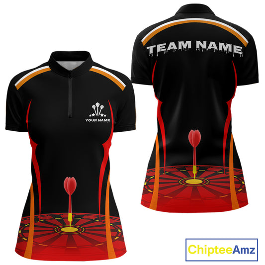 Red Dartboard & Dart Arrow Darts Shirt For Women - Custom Team Name - Darts Jersey NYN0369
