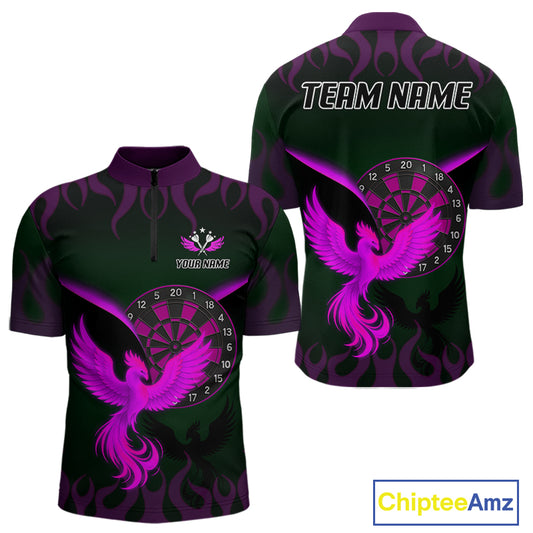 Phoenix Flame Dartboards Men's Darts Shirt - Custom Name & Team Jersey | Opt3 - Purple NYN0638