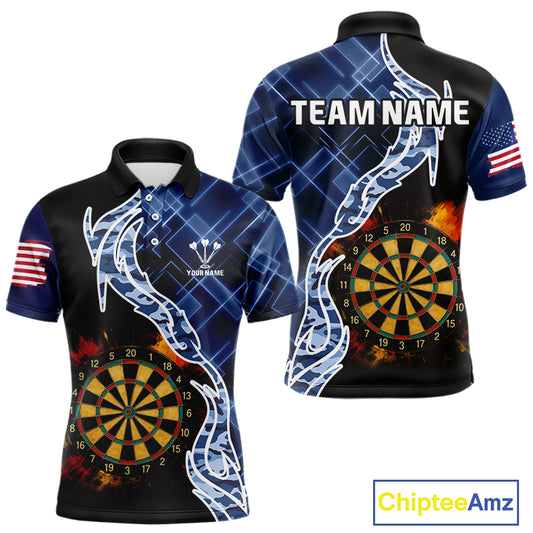 Colorful Splash Dartboard & Cobalt Camo Darts Shirt For Men - Custom Team Name NYN0376