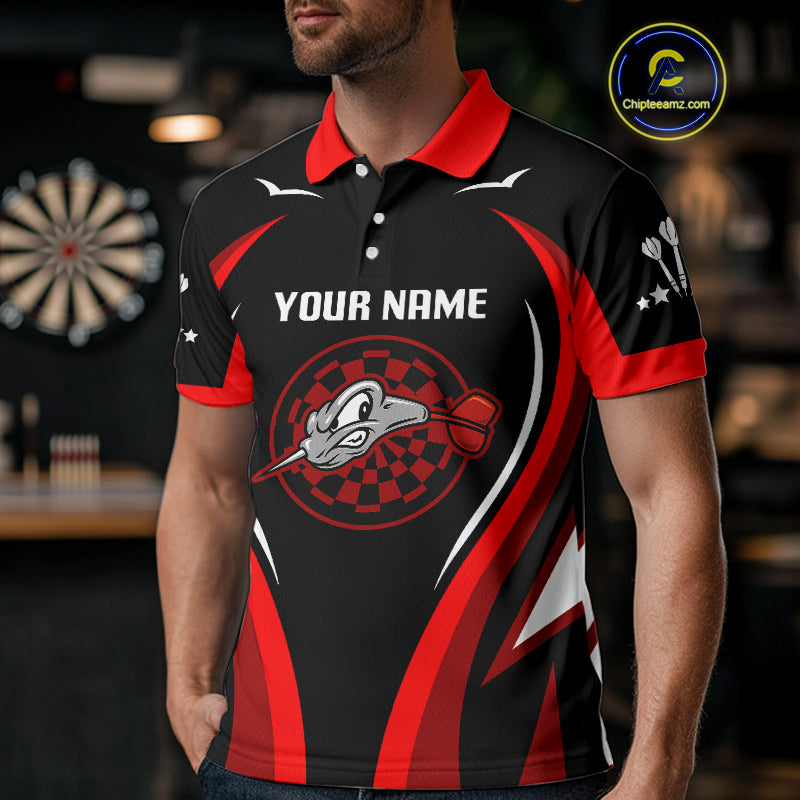 Red Darts Arrow & Dartboard Funny Darts Shirt For Men - Custom Team & Player Name NYN0378