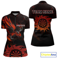 Load image into Gallery viewer, Red Flames Eagle Dartboard Custom 1/4-Zip Darts Jerseys For Women, Darts Team Shirt Uniform NYN0851