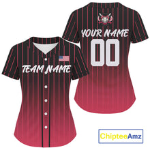 Load image into Gallery viewer, Custom Pink-Black Pinstripe Baseball Jersey For Women Youth Baseball Jersey Personalized NYN1255