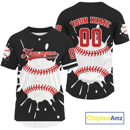 Splashed Color Men Baseball Jerseys Custom Funny Baseball Shirt, Youth Baseball Jersey NYN1257