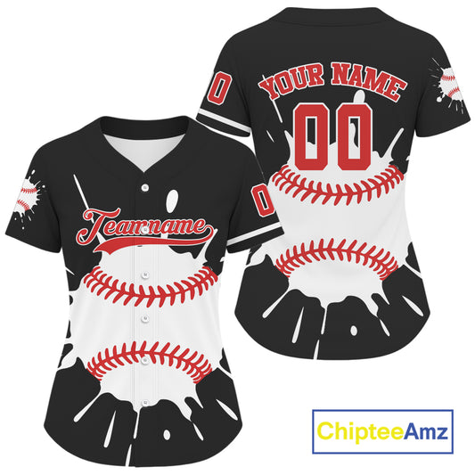 Splashed Color Women Baseball Jerseys Custom Funny Baseball Shirt, Youth Baseball Jersey NYN1257