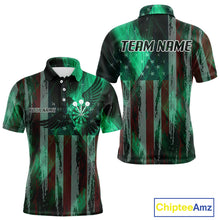 Load image into Gallery viewer, American Flag Eagle Dartboard Men's Darts Shirt Custom Name &amp; Team | Opt1 - Green NYN0659